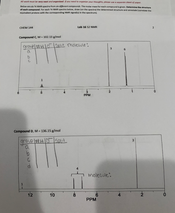 All work must be very neat and organized. you need to organize your thoughts, please use o separate sheet of paper. Below are