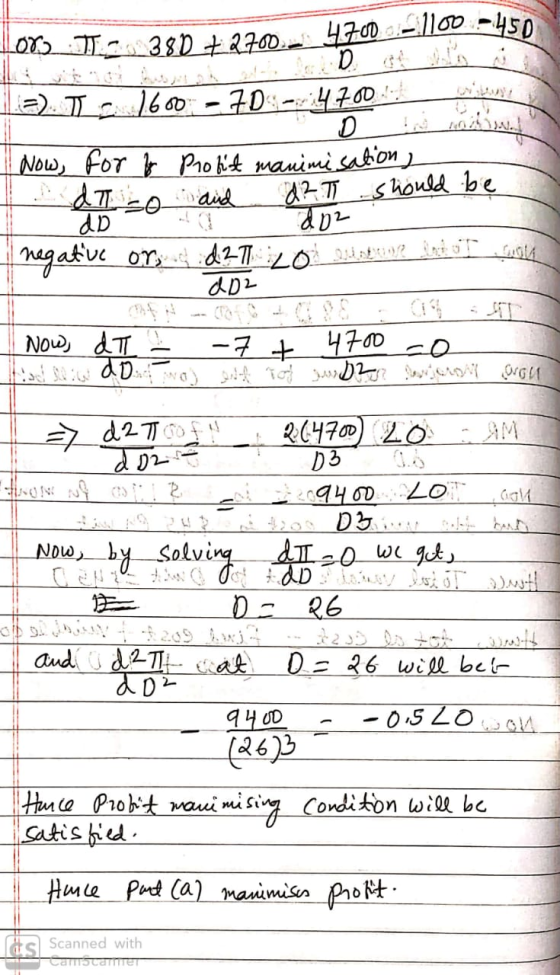100212 380_72700. 47 2700 4700 - 1100.- 450 11.=). TJ 1600-70S-4700 wabunge I Now, for & Profit manimisation a = 0 and d2 T s