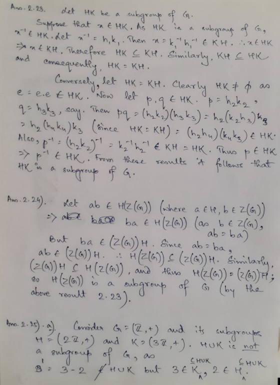 Ano 2.23. det HK be a Supoose that e HK. As HK EHK.Ret h,k.Then khEKH.E HK nt KH, There fore HK KH.Similary, Kt tK and HK KH