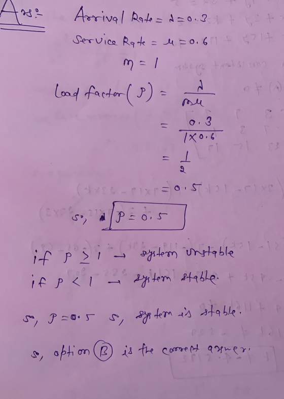 Arrival Rate = d20.3 service Rate ++ = e = 0.61 + (214 m = 1 2 tel load factor (P) = A + 0.3 180.6 - loh (&XEG-Pixr=0.5 21 or