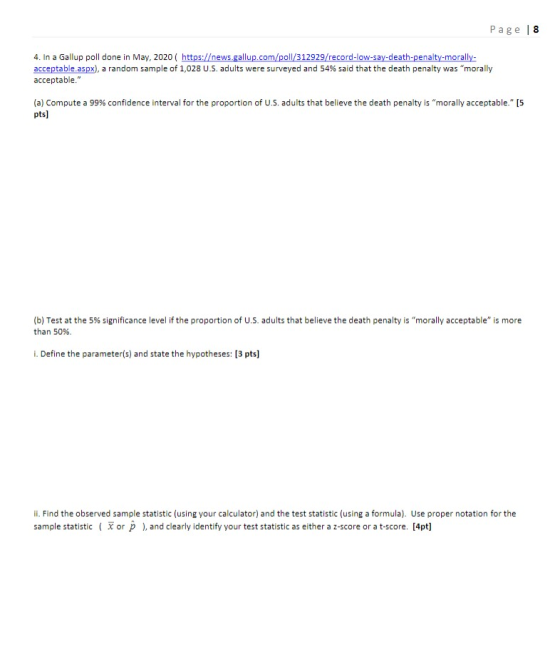 Page 8 4. In a Gallup poll done in May, 2020 ( http://news.gallup.com/poll/312929/record-low-say-death-penalty-morally- accep