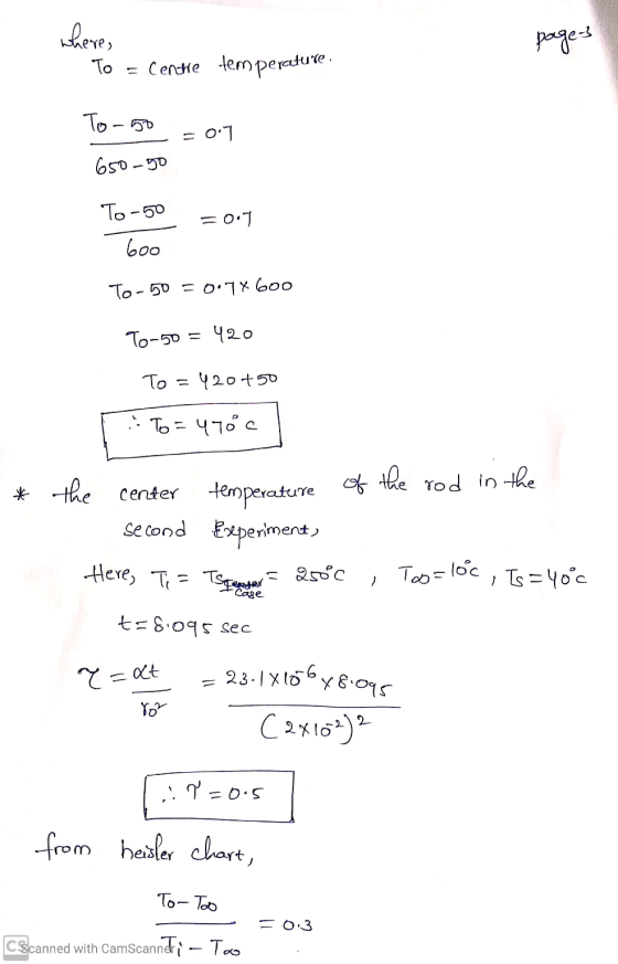 where, To page-3 Centre temperature. To-50 =0 650-50 = 0.7 To-50 600 To-50 =0.7x600 To-50 = 420 To = 420750 To = 470c * the c