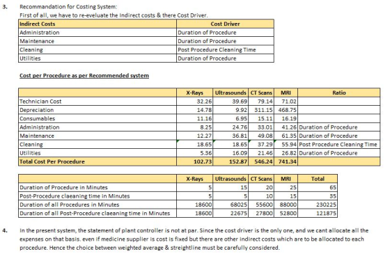 3. Recommandation for Costing System: First of all, we have to re-eveluate the Indirect costs & there Cost Driver. Indirect C