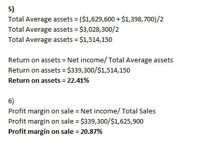 Total Average assets = ($1,629,600 + $1,398,700)/2 Total Average assets = $3,028,300/2 Total Average assets = $1,514,150 Retu