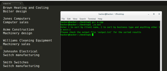 output.txt Brown Heating and Cooling Boiler design hacker@hacker: IDesktop Jones Computers Computer sales File Edit View Sear