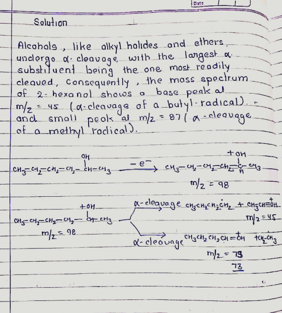 Solution - Alcohola , like alkyl holides ond ethers. undergo a cleavage with the largest a substituent being the one most_rea