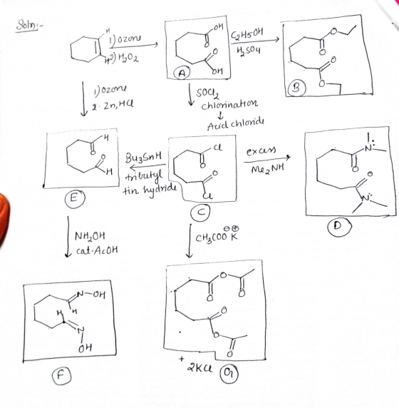 Solo- -on ozone 1 C2H5OH H2SO4 22) H₂O2 A 해 1) ozone 1 | sou 2.2n, ha chlorination Acid chloride 4 1. exans H BuzSnH tributyl