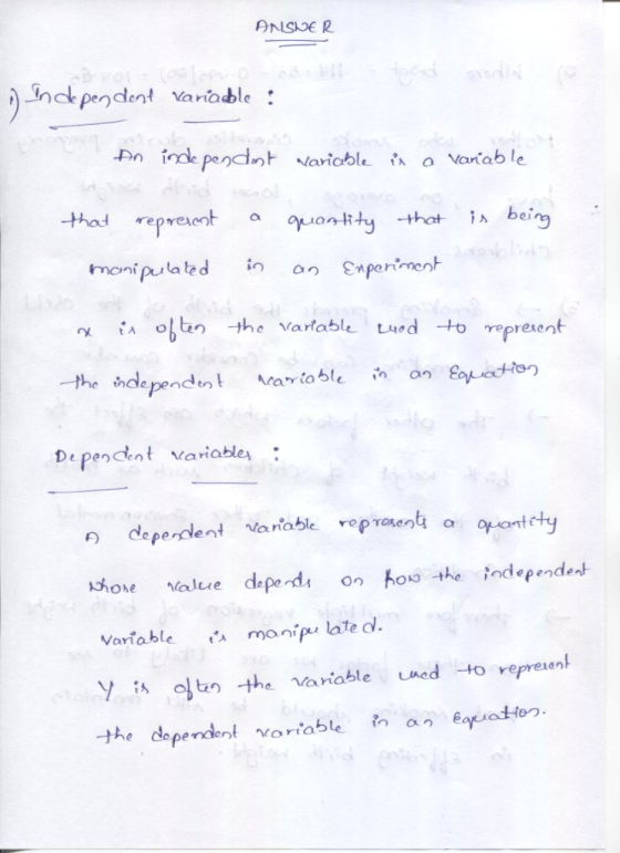 Indk pendent ariable quanity beirg mani pu la ted n εfor.meot an on De pendent variables erden Mana Variable mu late d tan-t