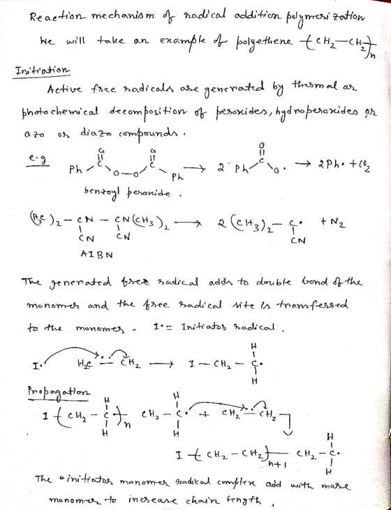 Reaetion me chanis m radical addition palym2ation exampk balyethene teh-C) We wil take an Inutation Active fe radicals ase