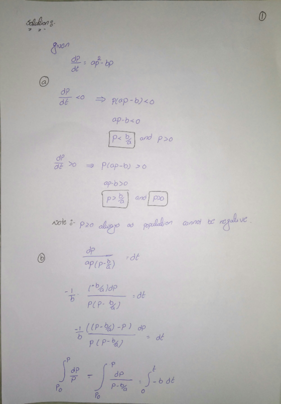 eldiong. Juen dP ap- bp dt 2. dP > Plap-b)<o de ap-b<o and P>0 dP a Plap-b) >0 ap-b>o and po regalve. wote i- p20 alug poplab