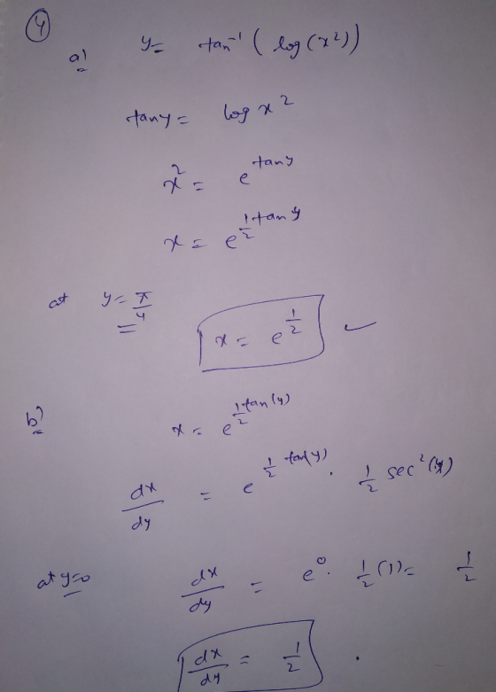 O ya ton( log (92)) tany = loga? d = etany eltang at y= b? xatanly) dx .c y secou) dy oyo du tot da dy