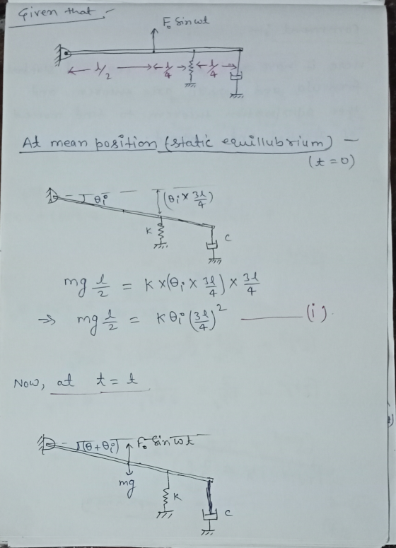 Given that E Sin wt k 1 ***** At mean position Estatic equillubrium) (4-0) Yus mg & = k xl@; Х If Х alt 4 mg 1/2 = k0i (24) 2