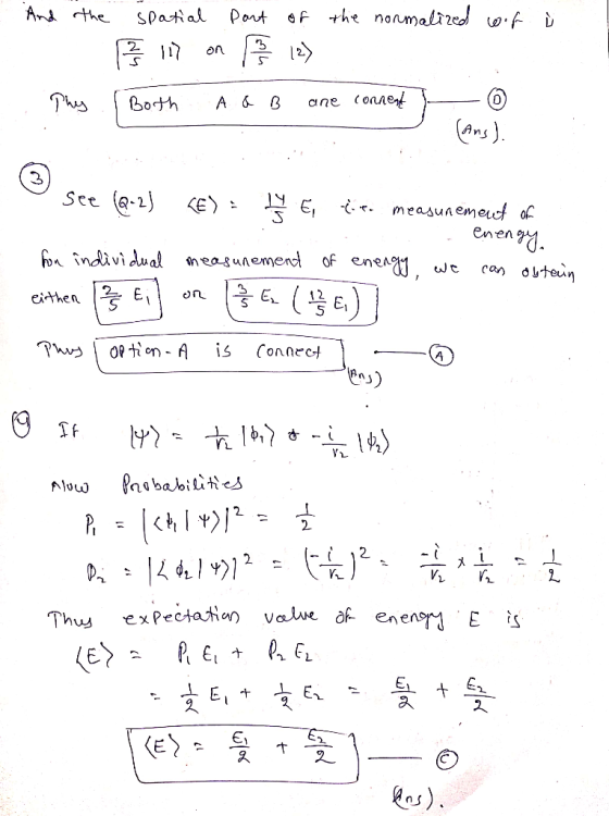 And the i spatial part 117 on Both A & B of the normalized or 12% are connent - 6 (ans). They u See (Q-2 (€) Er tier measunem