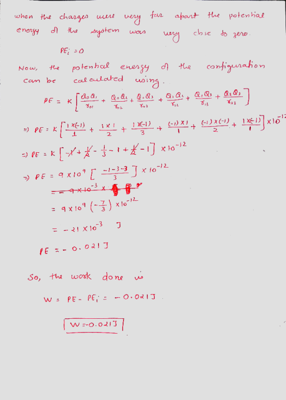 ohen e chasqo uut ero Now, tte potenhcl ener gy eonunon Combe cak culated uo;わ ra 2 3 1 XC-1) 3 lo So, the wonk do ne u