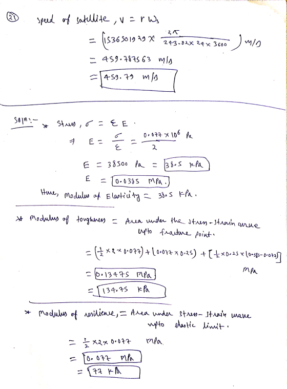 20 zł = 243-02X 24 x 3600 speed of satellite ,v=rWs (is365 is 3650 1929 x = 459.7875 63 mis =459.79 m/ J min son- * Stuss, r=