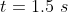 t=1.5~s