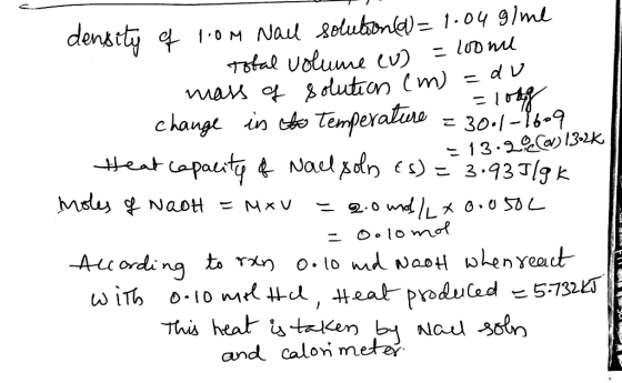 density of 1.om Nall solution (d=1.04 g/me - Total volume (U) = loome . mass of solution (m) =du change 1 = 100g in to Temper