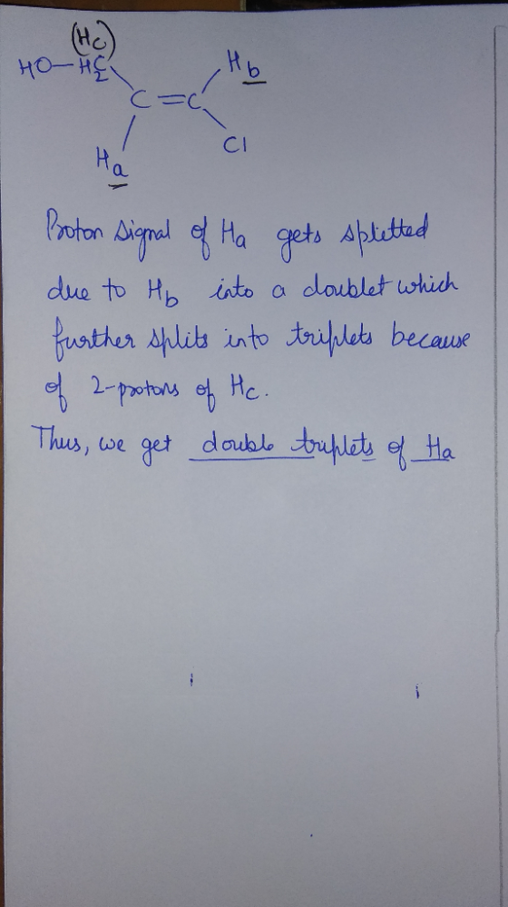 40_hine HD Ha a Boton signal of Ha gets spletted due to Ho into a doublet which further splits into triplets because of 2-pro