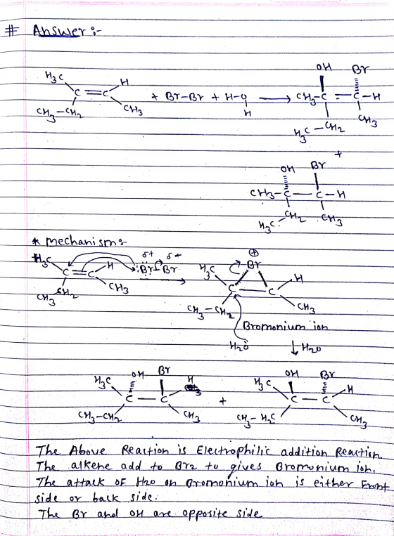 # Answer :- of Br & Br-Br & Ho : CH₂=C Cha Hz .-C. - CH3-&- c-u NEng Futebote A mechanisme Brf Brno e I. 1. = tanah си, 43_ .