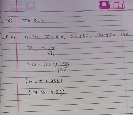 DATE ca x = 8.10 h=60 x = 8.10, 6=1.80 20.95= 1.96 x + 2(o) 8:10 1 (1.960 1.80) 160 8.10 E 0.455) (3.65, 8:56