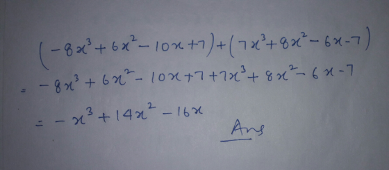 | -8 23 +683-103 +7)+(7 4²+82-64-7) .-8 x3 +625-102+7+74+86-64-7 =-23 +142?_162 Ang