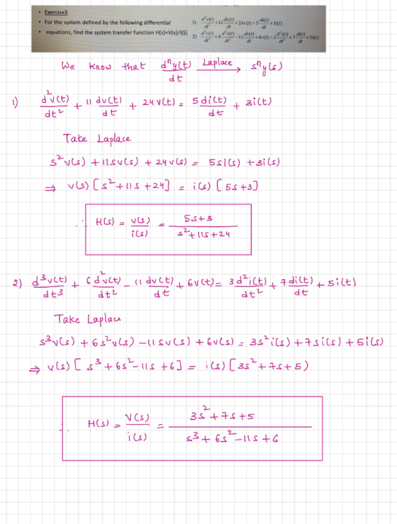 • Exercise 3 . For the system defined by the following differential 0..40-2060-sd361 equations, find the system transfer func
