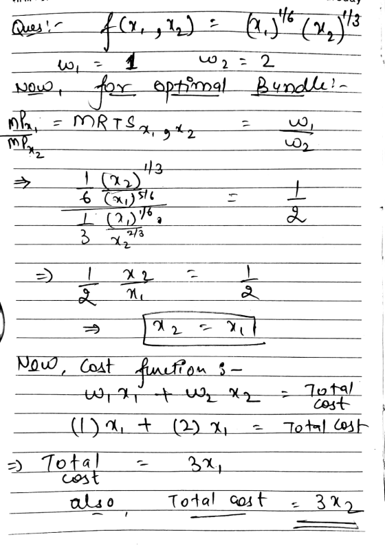 Ques: : (وهو 12.346 (4) 3 fa for optimal 1 W2 wi Now : 2 Bundle! mpay MRTSagte w MPAT 43 I (X2) 6 Custo I 12,76 3 + q 2 2/3 -