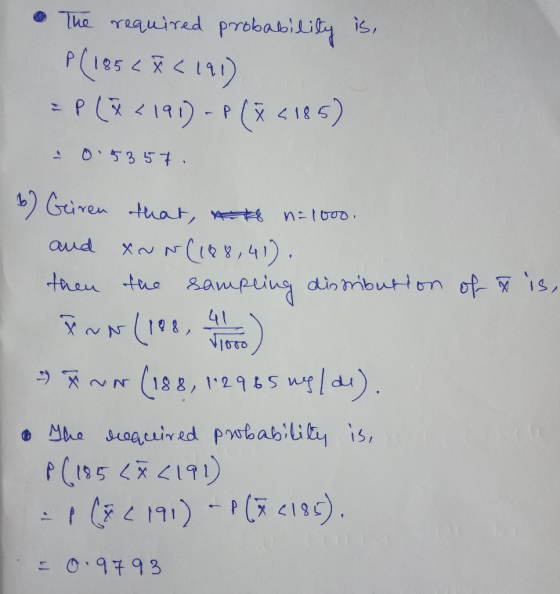 . The required probab:liat is 53 51 41- f(155 〈x <191 드 0.9 93