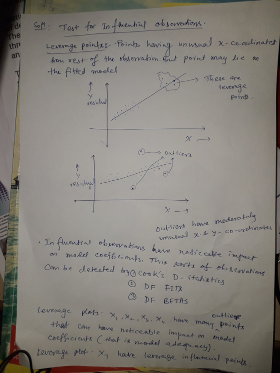 or de The thre an Sol: Test for In f mental observections. Leverage points Points having unusual x-co-ordinates from rest of