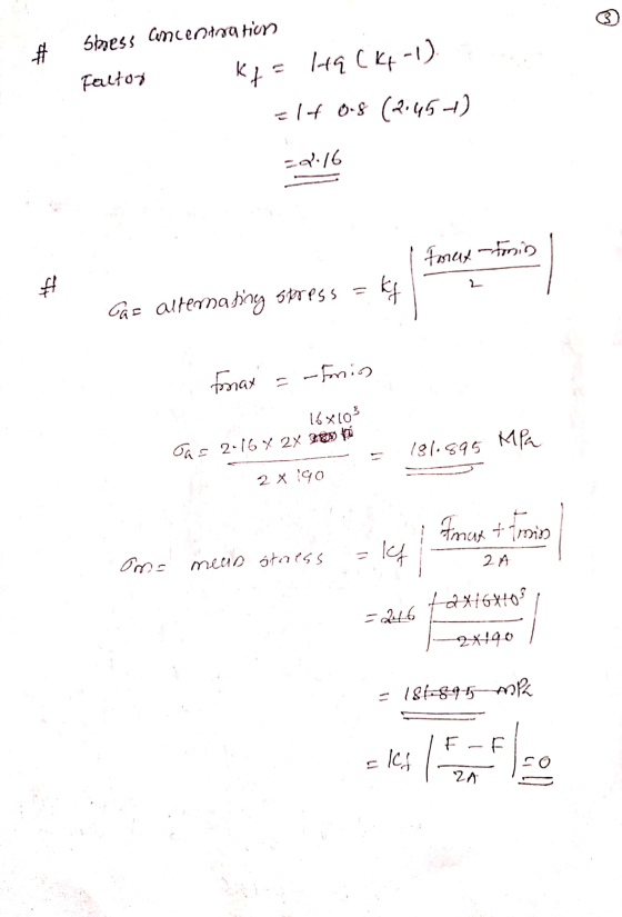 # Slness ancentration Kf = q (k-1). Faltor =lf 0.8 (2.454) 01.16 forest finin It kg Gas altemating stress fonat = -Fomin 16x1