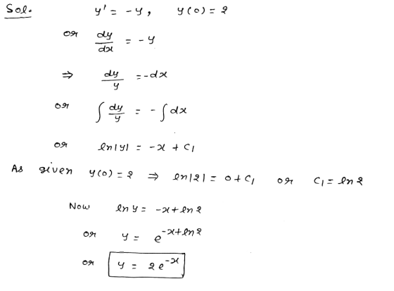 Solo ys -y, y 400) ? (O)- 2 --d2 ► or dice -- shey = - fax or enlyl=-1&C - As geven yco)=8 → eniziote or cient Now en y = -2