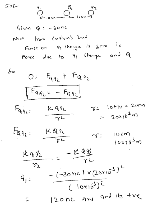 سردک 9) 42 luim a loom -3onc Given Q: from Now ic force on Couloms law q charge is 270 ho .el, Charge Force due and fo O: Fa