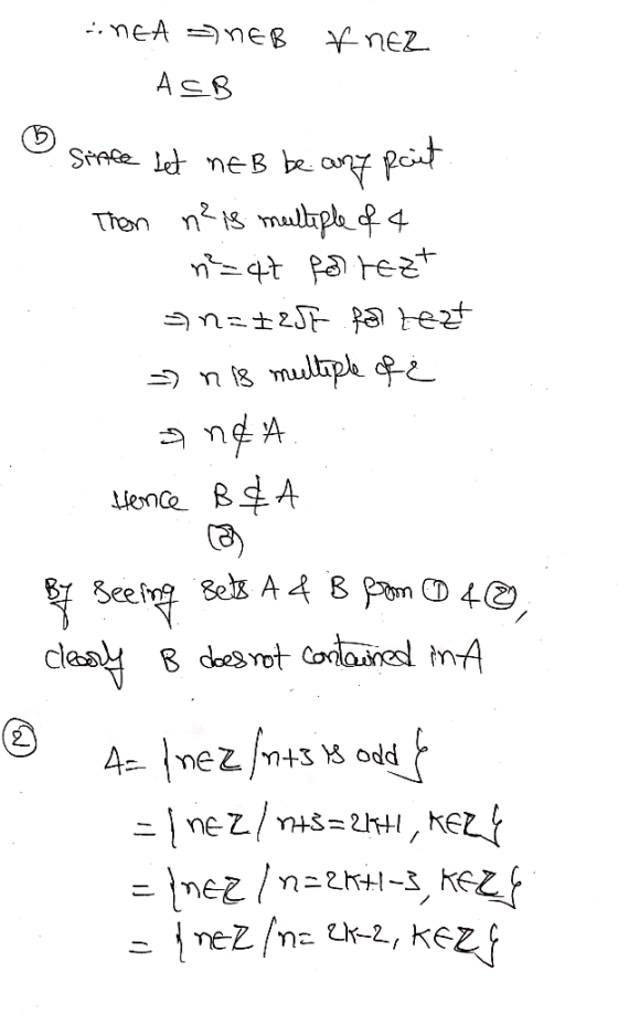 AMEA = MEB Ynez ACB O since let me B be any pait Thon n²is multiple of 4 n=4t for rezt >n=+25t fa tezt = nis multiple of & an