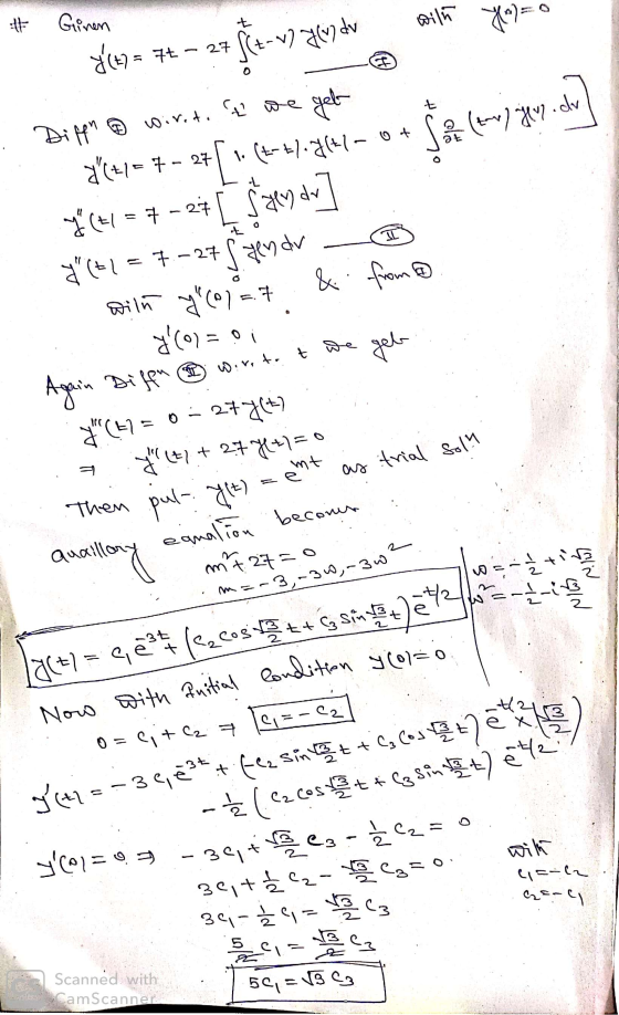 wir.t. t we Ginen t with y=- y(t) = 77 = 7+ – 27 f(+-v7 7603 dv 2 (tar) yuz . dr (+/= 7 - 27 (t-17.4641-04 Y CE1 = 7 - 27 r