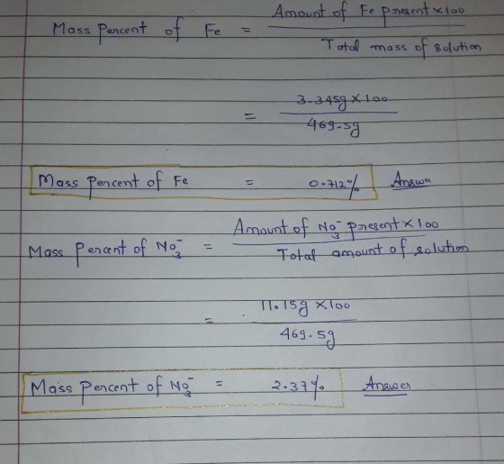 Amount of Fe Pneentloo Pencent of Fe Mass Total ma ss D80lution 3-3459xloo 469- Mass Pencent of Fe Anausta Amaunt of No pnege