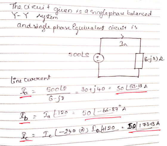 Y-Y daystem The circuit Given us a single phase balanced and single phase Equivalent circuit is 7 la soolo 16-13) tine Cwexer