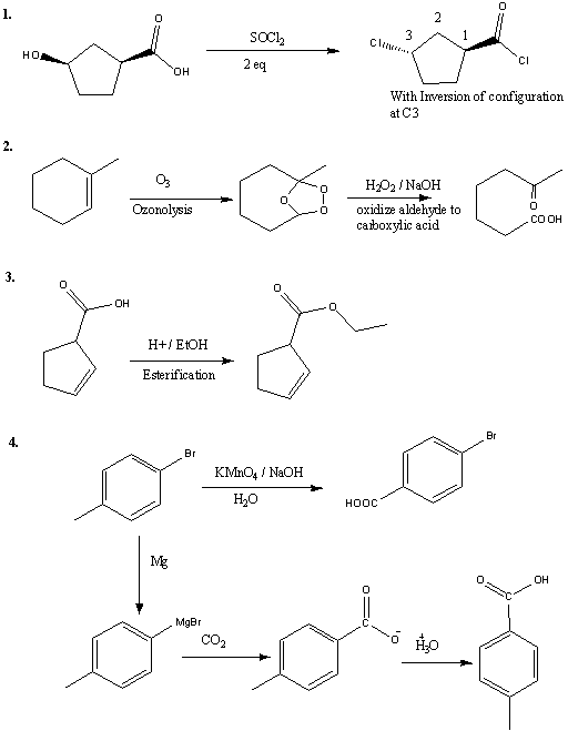 2 1. SOCI2 Clin Ci HO 2 ed OH With Inversion of configuration at C3 2. o3 H202NaOH oxidize aldehyde to caboxylic acid Ozonoly