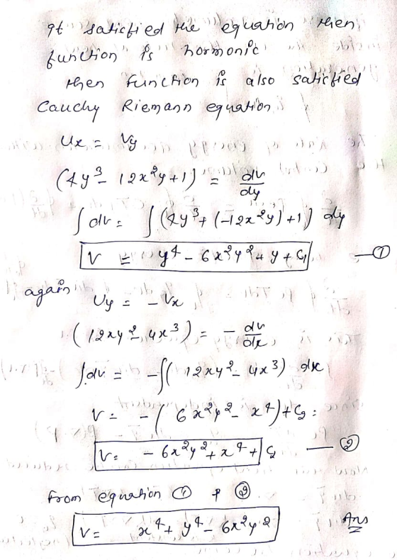 qt satisfied the leguation lien function is hormonic w ble then function is also satisfied Cauchy Riemann equation is the Van