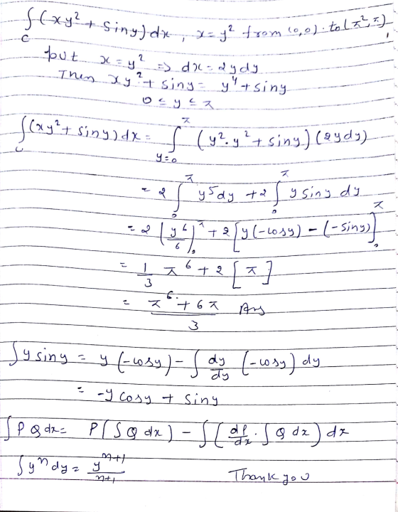 ( from logo x = y² Hxy? + singl da x = y2 = diad y dy out y lasing Then xy? - siny = س س س ا د ه د ۔۔۔ -- (دیلا) (دزی او و ))