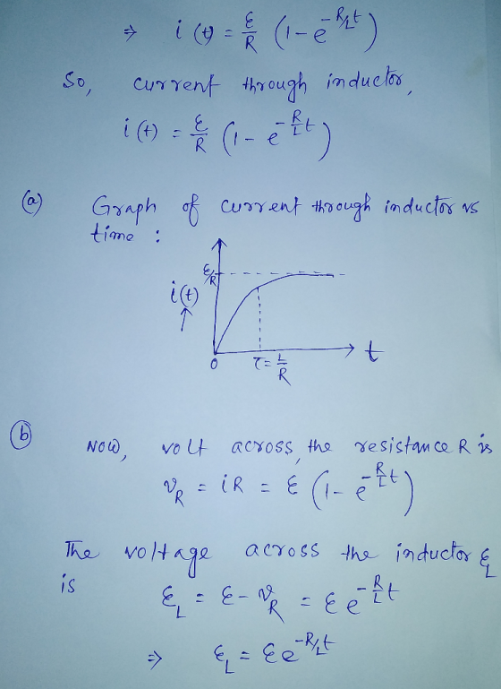 ( (1-Pt) current through inductor, So, Graph time : of current through inductor as I tt 6 Now, wolt across the resistance R i