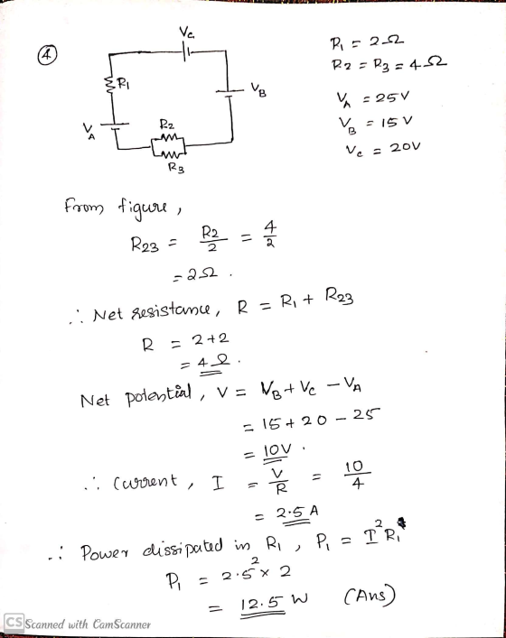 Ve 4 R = 2.2 R2 = R3 = 452 ERI ا -25V R2 V = 15 V B mm Ve 20V RB From figure 2 R2 = R23 - tlar -2.32. Net sesistance, R = R1