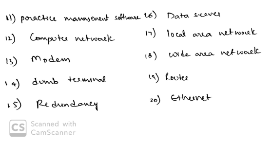 poaciu wavosenent softuoa t6) Data sceve net woek o cal aua 12) Cemputu tol oi de area netwoelc Modem ) Louke 4) dumb teemina