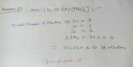 Answen 6 men -CTr Ce(Co) (PPh3)3 Totel Ntmben eleeton IY Ce 9 1 2 Co 3 PPh3 32 6 941+2+ 6 18 eleehon leake ate t