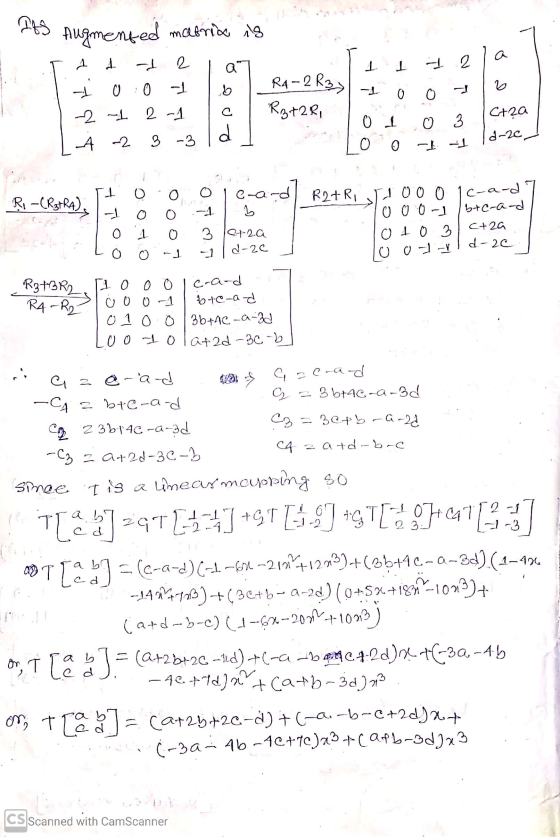 Its Augmented maerion is 2 а 1 1 - 2 0 0 b R4-2 R32 RBTORI 0 2 -1 2-1 Ctza to T 0 1 0 3 e d-c. 3 -3 A -2 o 0 -1 ㅗ e-ard R2+Ri