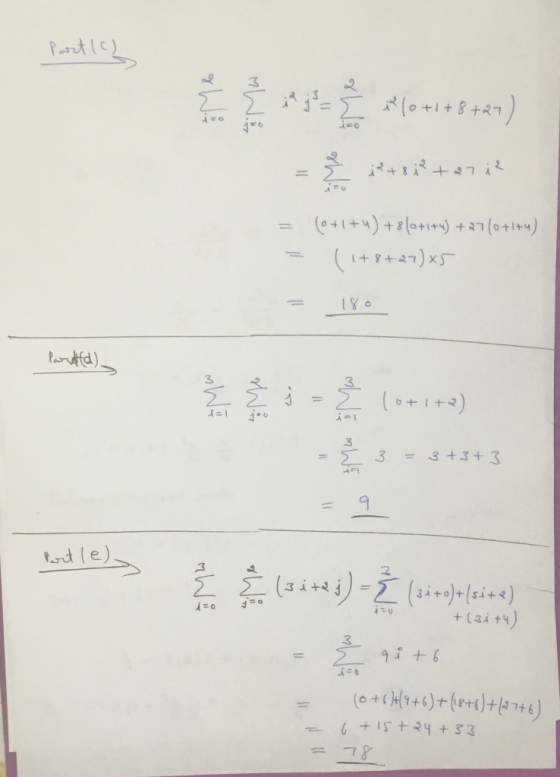Part = itric +27 il = (0+1+4) +8(0+1+y) +27(0+1+4) = (1+ +37)x5 = 180 Pareted) MWA Ž j - Ž (otite) = 3 +3+3 Part le). +(3i+4)