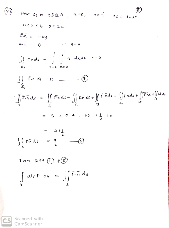 For SG= OBQA, Y=0, n=-j ds = dx dz Ocnel, Oczel En = -xy Fń - y=0 Finds = o dadz = 0 X=0 220 s Ende =0 @ Foods = $58 dat seti
