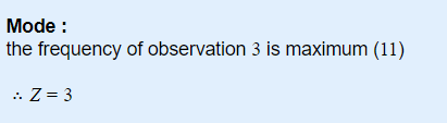 Mode : the frequency of observation 3 is maximum (11) :: Z= 3