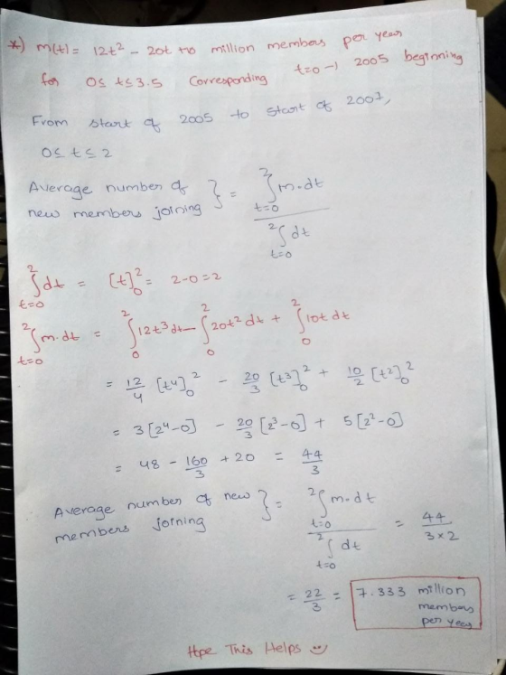 e to million *) m(t)= 12t² – 2ot to million members for os ts3.5 Corresponding to members per year a to-) 2005 beginning to s