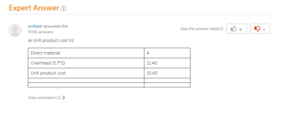 Expert Answer avdhesh answered this 9,930 answers Was this answer helpful? Was this answer helpful? Bo Be a) Unit product cos