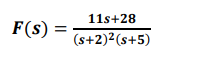 F(s) 11s+28 (s+2)2 (s+5)